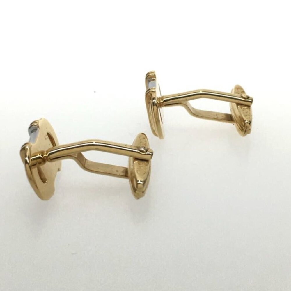 vintage Christian Dior two-tone gold-tone and silver-tone logo cufflinks - Picture 2 of 4